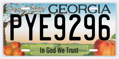 GA license plate PYE9296