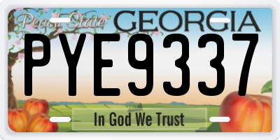 GA license plate PYE9337