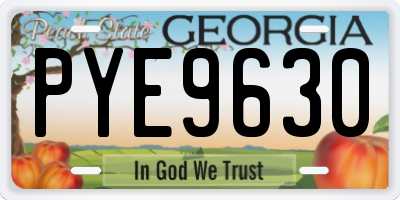 GA license plate PYE9630