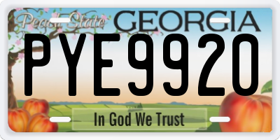 GA license plate PYE9920