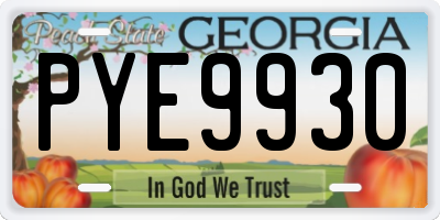 GA license plate PYE9930