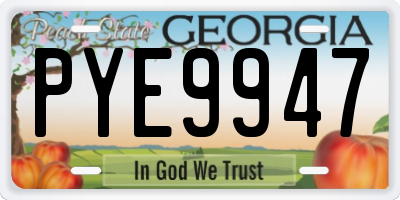 GA license plate PYE9947