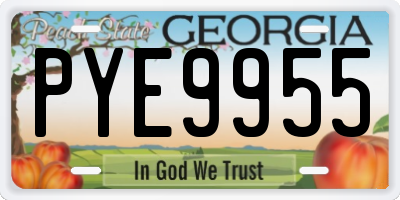 GA license plate PYE9955