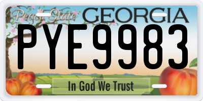 GA license plate PYE9983