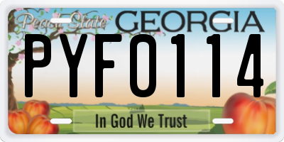 GA license plate PYF0114