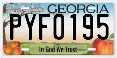 GA license plate PYF0195