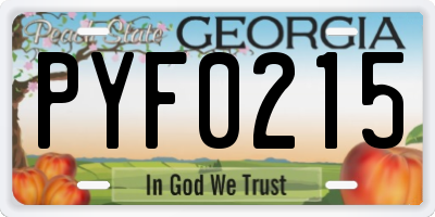 GA license plate PYF0215