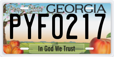 GA license plate PYF0217