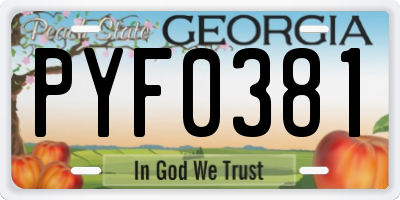 GA license plate PYF0381