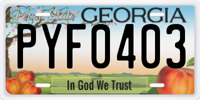GA license plate PYF0403