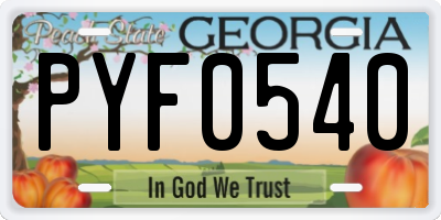 GA license plate PYF0540