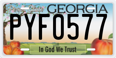 GA license plate PYF0577