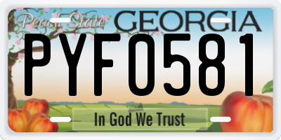 GA license plate PYF0581