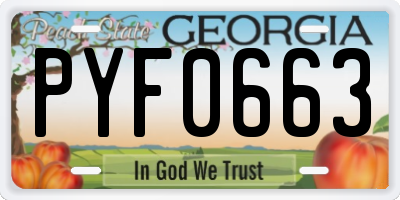 GA license plate PYF0663