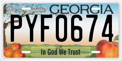GA license plate PYF0674