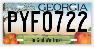 GA license plate PYF0722