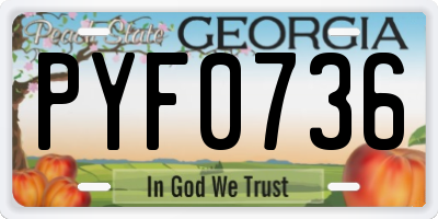 GA license plate PYF0736
