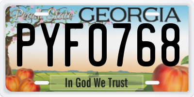 GA license plate PYF0768