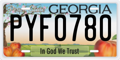 GA license plate PYF0780