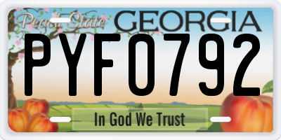 GA license plate PYF0792