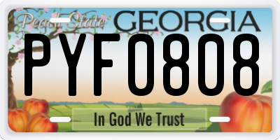 GA license plate PYF0808