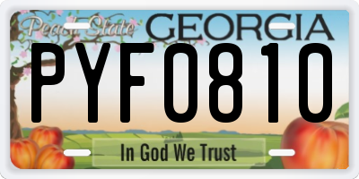 GA license plate PYF0810