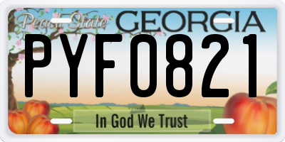GA license plate PYF0821