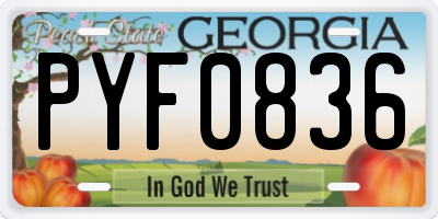 GA license plate PYF0836
