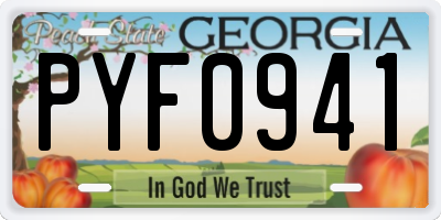 GA license plate PYF0941
