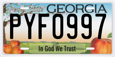 GA license plate PYF0997