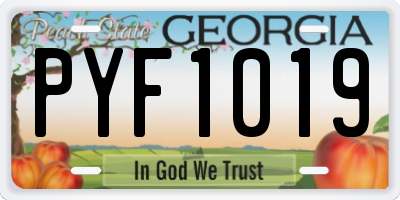 GA license plate PYF1019