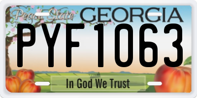 GA license plate PYF1063