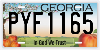 GA license plate PYF1165