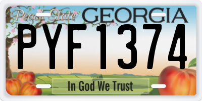 GA license plate PYF1374