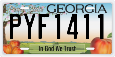 GA license plate PYF1411