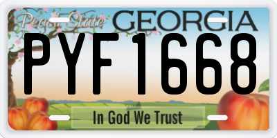 GA license plate PYF1668
