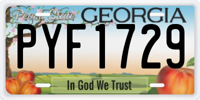 GA license plate PYF1729