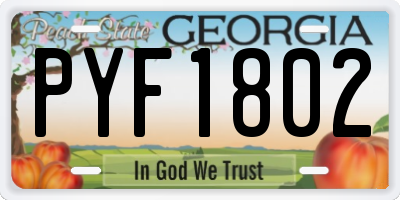 GA license plate PYF1802