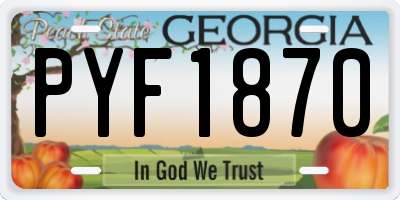 GA license plate PYF1870