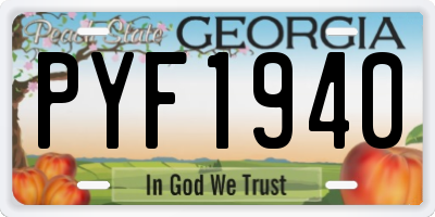 GA license plate PYF1940
