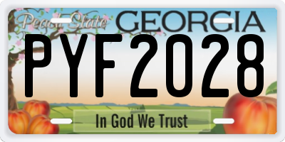 GA license plate PYF2028