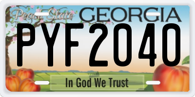GA license plate PYF2040