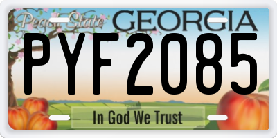 GA license plate PYF2085