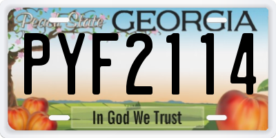 GA license plate PYF2114