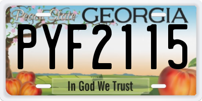 GA license plate PYF2115