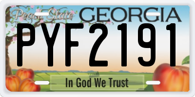 GA license plate PYF2191
