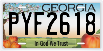 GA license plate PYF2618