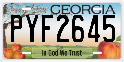 GA license plate PYF2645