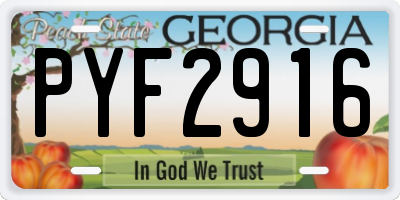 GA license plate PYF2916