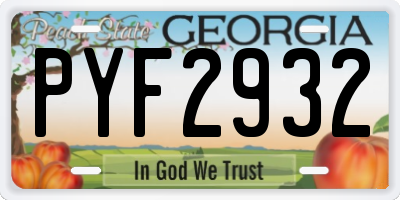 GA license plate PYF2932
